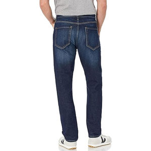 Jeans en denim pour hommes, coupe droite classique, taille mi-haute, délavé, décontracté, confortable pour le quotidien, pantalon en denim personnalisé, OEM ODM - Product Image 4