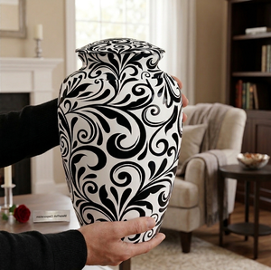 New Cremation Urns <b>for</b> Adults <b>Ashes</b> Eco-Friendly New Damask Design Memorial Decorative <b>Keepsake</b> Metal Container Funeral Urns Jar - Product Image 2