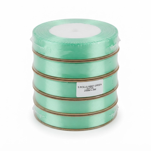 Cinta de Satén Verde Menta de 25mm de Una Cara, 5 Rollos x 8 Metros, para Exhibiciones en Tiendas, Decoración de Eventos, Lazos para Sillas, Hoteles, Venta al Por Mayor - Product Image 3