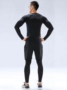 Ensembles de Sport en Gros pour Hommes : Tenues de Compression à Carreaux en Maille pour Entraînement, Gym, Fitness, Jogging et MMA (Rash Guard) - Product Image 4