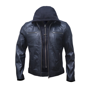 Veste d'hiver en cuir véritable de haute qualité pour hommes, style motard, logo sur le devant, personnalisable - Product Image 4