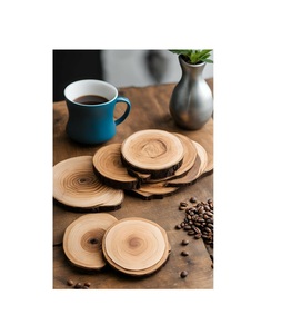 Stylish Wooden Coaster Bundle Solid Wood Drink Holders Rustic Tabletop Protection Decorative Home Accessories - Product Image 5