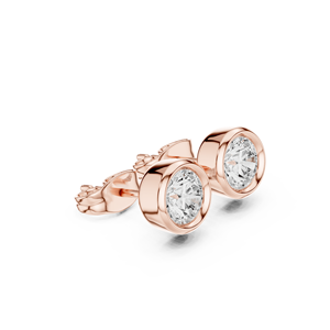 Elegant Bezel Set Round Moissanite Stud <b>Earrings</b> 14K Gold Over <b>Sterling</b> <b>Silver</b> Push Back Round Diamond <b>Earrings</b> For <b>Women</b> Daily - Product Image 1