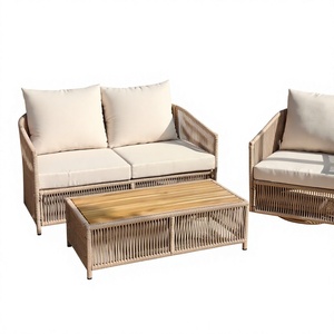 Ensemble de jardin d'extérieur en bois d'acacia 2/4/6 places avec coussins blancs, fabrication OEM/ODM, mobilier en bois pour patio ou balcon, Vietnam - Product Image 3