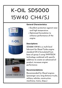 Aceite para Motor Diésel K-OIL sd5000 20W50 15W40 CH-4 Semisintético de la Mejor Calidad OEM para Motores Diésel Turboalimentados - Product Image 5