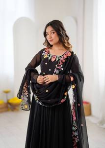 Presenting New Designer Collection In Faux Georgette With Embroidery Work Gown And Dupatta Set Fully Stitched Ready To Wear - Product Image 4