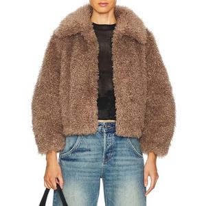 Chaqueta de Mezclilla para Hombre con Cuello Alto y Logotipo Personalizado al por Mayor, Chaqueta Teddy Sherpa Sólida, Transpirable, para Invierno, Servicio OEM - Product Image 5