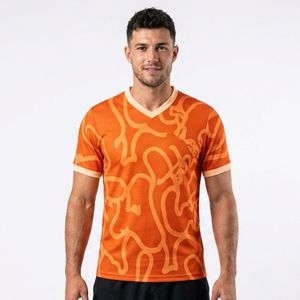 เสื้อฟุตบอลผู้ชายแบบสั่งทำพิเศษ ผ้าถัก แห้งเร็ว ระบายอากาศได้ดี เสื้อยืดกีฬา โพลีเอสเตอร์ 100% - Product Image 1