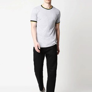 Camiseta de Manga Corta para Hombre, Corte Ajustado, Color Sólido, Cuello Redondo, Ribete en Contraste, Estilo Casual, 100% Algodón, Tejido de Punto, OEM ODM - Product Image 4