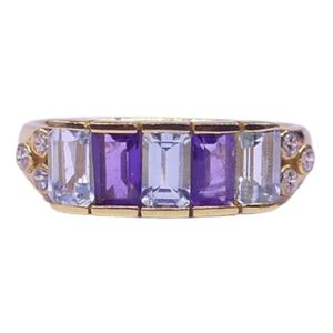Anillo Clásico de Plata de Ley 925 Chapado en Oro con Gemas de Peridoto y Topacio Azul para Mujer, Ideal para Bodas - Product Image 2