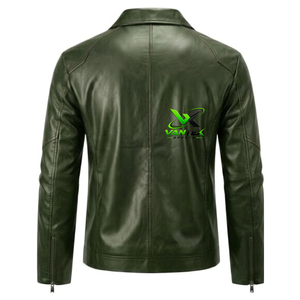 Chaqueta de Cuero Genuino Negra para Hombre VANTEX, Estilo Motero Vintage Ecológico, Corte Ajustado, Cuello Camisero, Cierre de Cremallera - Product Image 4