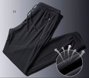 Pantalon d'été décontracté pour hommes, grande taille, respirant, léger, à séchage rapide, pantalon long Harun pour hommes, pantalon noir à cordon de serrage - Product Image 6