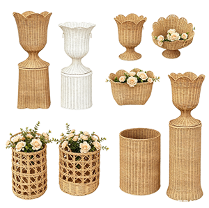 KV NATURAL HOME KVRP Série Signature – Urne Florale Hydroponique Minimaliste en Rotin Écologique pour Centre de Table de Jardin Style Ferme - Product Image 5