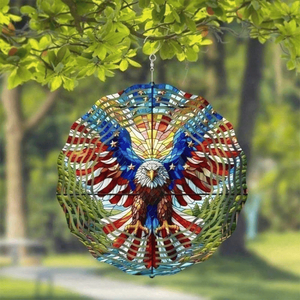 CIFbuy 3D American <b>Flag</b> Wind Spinner Patriotic Eagle Outdoor Metal Wind Chime for <b>Garden</b> Yard Patio TikTok for Temu Pick Service - Product Image 1