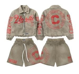 Conjunto Deportivo Completo Marrón con Estampado Rojo, Chaqueta con Cierre y Pantalones Deportivos, Ropa Urbana Otoñal Unisex para Adultos, Diseñado para un Look Urbano Coordinado - Product Image 4