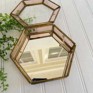 Modern Rose Gold Hexagonal <b>Glass</b> Jewelry <b>Box</b> Transparent Geometric <b>Glass</b> Ring <b>Box</b> Trinket Organizer Display Holder For Sale - Product Image 3