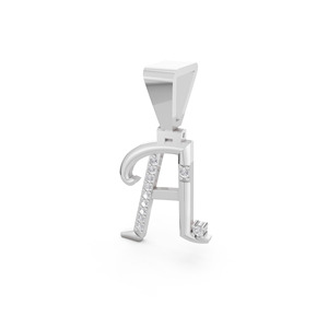 Collier personnalisé en argent 925 avec initiale stylisée 'A' en diamant de laboratoire certifié IGI, lettre V en serif incurvée, cadeau de mariage - Product Image 3