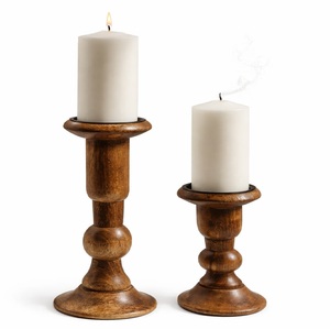 Support de bougie en bois artisanal luxueux, style antique, décoration décorative pour la maison - Product Image 2