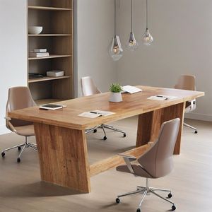 Escritorio de Madera Sólida de 70.87 Pulgadas con Pedestal, Escritorio Grande para Oficina en Casa, Escritorio de Estudio Industrial de Madera para Computadora - Product Image 1