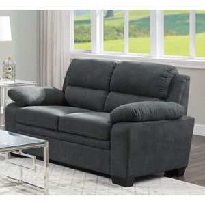 Moderno 1pc grigio scuro divano da soggiorno confortevole sofà da salotto Loveseat tessuto testurizzato Tufting telaio in legno massiccio unico - Product Image 4