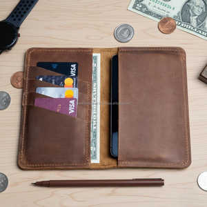 Customized Wholesale Genuine Leather Checkbook Case Vintage Business Check <b>Book</b> Holder Pocket <b>Wallet</b> Core LCR-0143 - Product Image 6