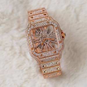 Montre automatique BOJ CATie.R006 squelette en alliage de verre et acier inoxydable, entièrement sertie de diamants VVS et de moissanite, mouvement automatique, 41MM - Product Image 1