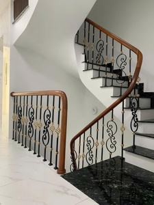 Wood Handrail Metal Stair <b>Railings</b> Traditional Design For Indoor Staircase - Product Image 5