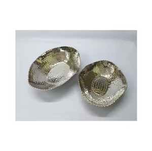 Bol à fruits secs en métal contemporain, plat de service pour en-cas de qualité supérieure, accent décoratif de table, article cadeau - Product Image 5