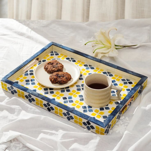 Bandeja de Servir Decorativa Hecha a Mano con Incrustaciones de Hueso Indio, Bandeja de Lujo Artesanal para Decoración Elegante del Hogar y la Oficina - Product Image 5