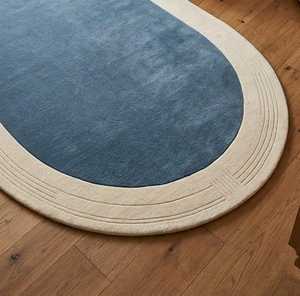 Tapis ovale artisanal 100 % laine, motif floral scandinave, à poils épais, antidérapant, écologique, tufté à la main, design moderne - Product Image 5
