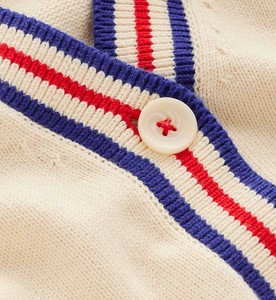 Cárdigan transpirable con cuello en V para hombre, con botones, a rayas, estilo universitario, para la universidad y la moda urbana. - Product Image 4