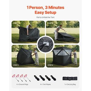 Tenda Sauna a Vapore Portatile per 4 Persone, Resistente in Tessuto Oxford, Facile da Montare, in Acciaio al Carbonio per Campeggio - Product Image 5