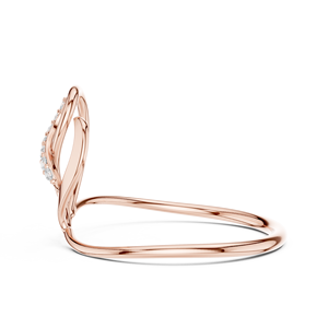 Anillo solitario de oro amarillo macizo de 14k para mujer, con diamante de corte redondo minimalista en forma de hoja, para compromiso, aniversario, regalo de boda - Product Image 6