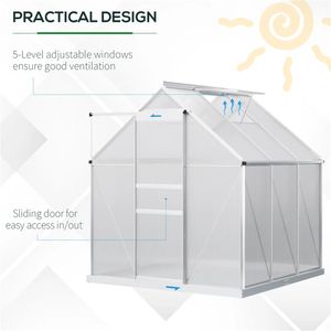 Piccola serra in policarbonato con tetto ventilato regolabile, copertura in polietilene e mylar, struttura in acciaio e legno per la coltivazione. - Product Image 4