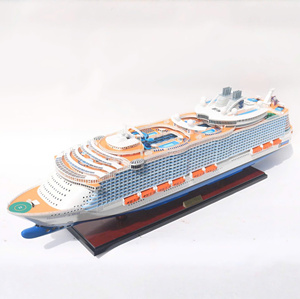 HARMONY OF THE SEAS - Maquette de bateau de croisière en bois artisanale, thème nautique et détails peints, pour décoration ou cadeau - Product Image 1