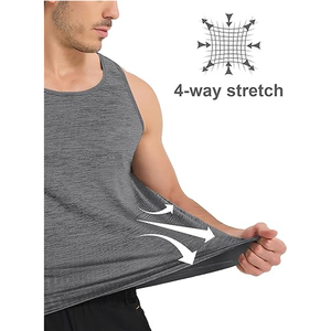 Camiseta sin mangas de algodón lavado para hombre, cuello redondo, color liso, estilo casual transpirable con borde deshilachado, estilo tejido, personalizada para hombre - Product Image 3