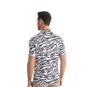 เสื้อโปโลชายลายม้าลาย แขนสั้น ทรงปกติ สวมใส่สบาย ผ้าถัก ระบายอากาศได้ดี โพลีเอสเตอร์ ลายสัตว์ - Product Image 2
