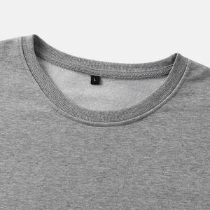 Camisetas de algodón puro de 350 g, color gris, personalizadas para hombre, cuello redondo, corte holgado, básicas, de manga larga, en venta. - Product Image 3