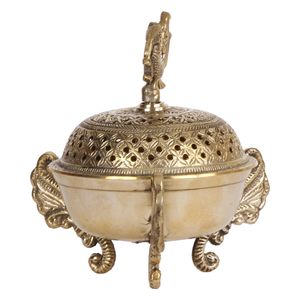 Quemador de incienso de latón con soporte para incienso de pavo real, color dorado, aromaterapia tradicional, decoración para el hogar y el templo - Product Image 4