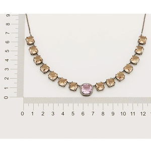 <b>Silver</b> Plated <b>Choker</b> Necklace With Cushion Cut Cubic Zirconia Stones Geometric Design For Women's Party Jewelry - Product Image 2