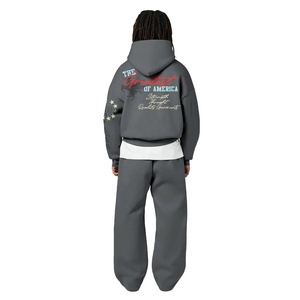 Ensemble de survêtement personnalisé pour homme 2026 avec logo imprimé, sweat à capuche et pantalon large, tenue décontractée streetwear - Product Image 2
