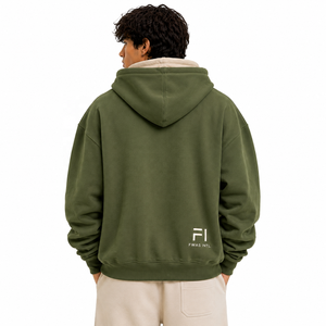 Custom Men's Double Layer <b>Zip</b> Hoodies Cotton Fleece Oversized Streetwear <b>Jacket</b> Rib Cuff Pockets Casual Winter Wholesale B2B USA - Product Image 3