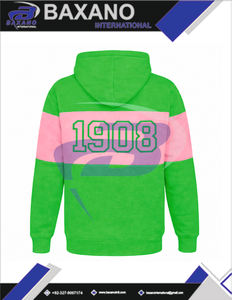 Alpha |   Kapa |   Sweat à capuche Alpha AKA Sorority vert et rose pour l'hiver, avec broderie courte et impression de passepoil, vêtement universitaire - Product Image 6