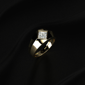 Anillo de sello con diamante de laboratorio talla princesa, certificado IGI, de color D a F, en oro, plata, amarillo, blanco, rosa, con brillo radiante. - Product Image 6