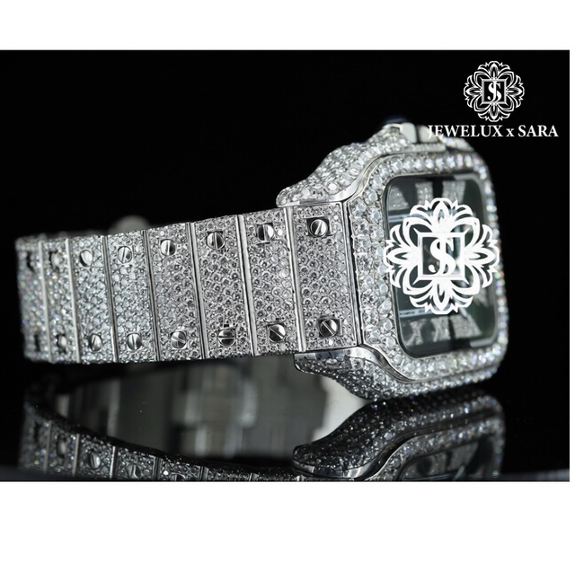 Premium Quality Black Color Iced Out Mossinate Diamond Watch for Men Jewelry Gift and Party Use Available for Sale