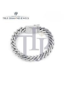 Pulsera de Cadena Cubana Premium con Diamantes Iced Out, Oro 10KT 14KT, Plata 925, VS1 VS2, Color H-I, Lujo Hip Hop Bling - Product Image 1