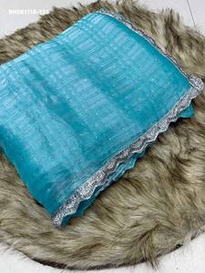 Magnifique sari en soie de chiffon de qualité supérieure avec des motifs tissés et une bordure en dentelle de Jharkhand, à prix de gros. - Product Image 3