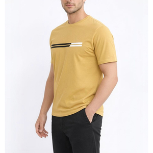 เสื้อยืดคอกลมแขนยาวทรงโอเวอร์ไซส์ผ้าฝ้ายถัก 100% สีเหลือง พิมพ์โลโก้ตามสั่งสำหรับผู้ชาย สไตล์สตรีทแวร์พรีเมียมลำลอง - Product Image 5