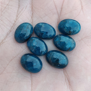 Apatite néon naturelle, cabochon de forme ovale, dos plat, pierre précieuse calibrée, pierre pour la fabrication de bijoux - Product Image 3