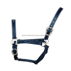 Licou de cheval de course en cuir double couche épais rembourré fantaisie blanc cousu durable licou de cheval en toutes tailles et modèles - Product Image 2